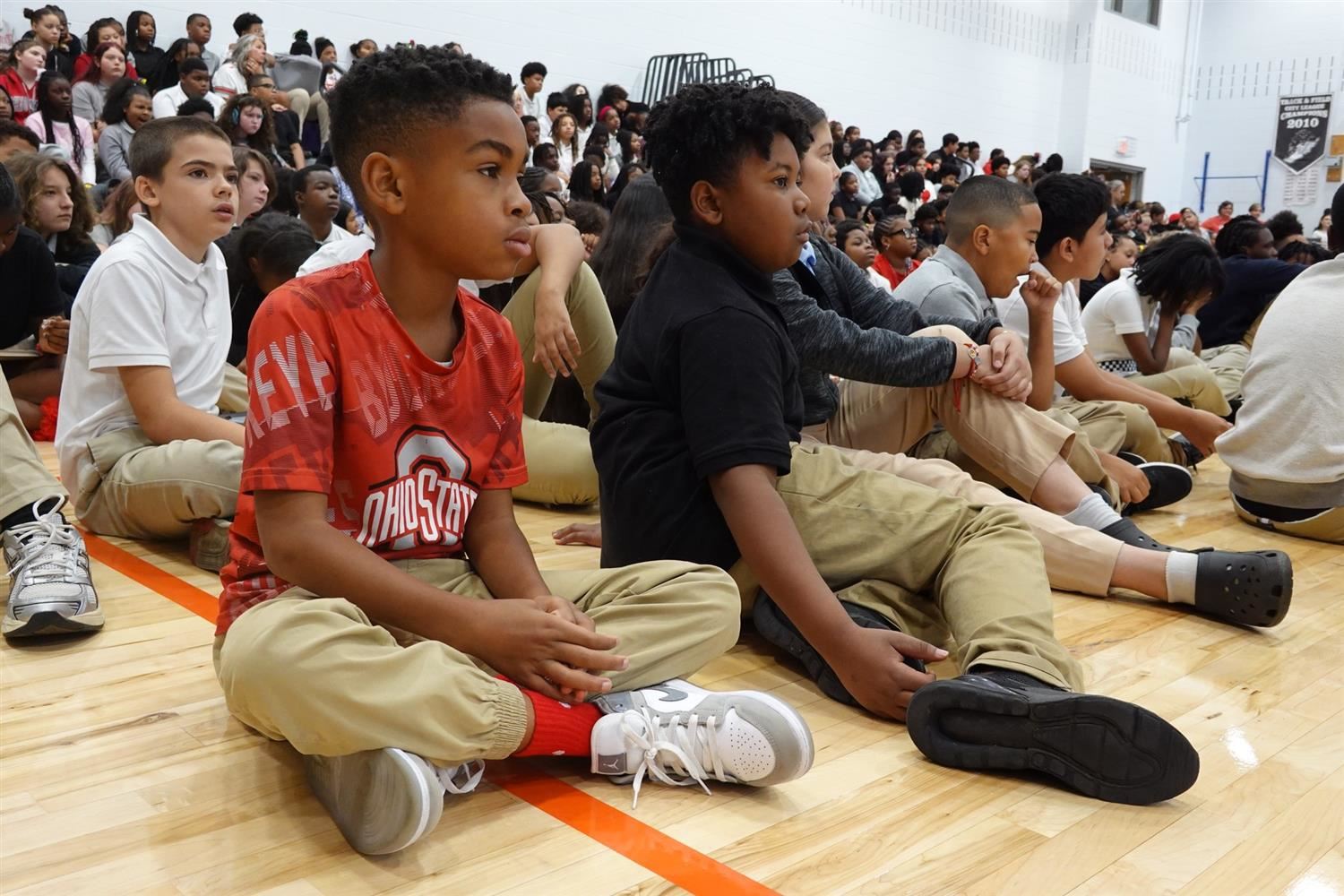 students wearing ohio state gear